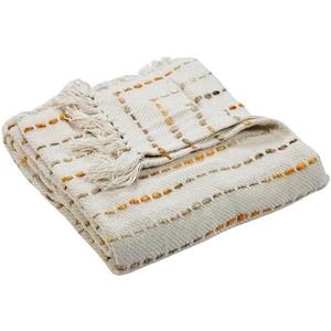LR Home 50x60 Inch Soft Hand-Woven Farmhouse Throw Blanket - Perfect for Bed, Sofa, Couch, and Living Room Decor - Warm blankets for winter - Striped Fall Blanket - Christmas Gift - Yellow/Cream
