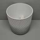 12 Inches Indoor Plant Pot with Walnut Color Stand Honeycomb Embossed Flower Pot with Drainage Holes Large Modern Planters for Indoor Plants-Gradient White Gray