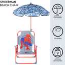 Marvel Spiderman Kids Beach Chair with Umbrella,Portable Folding Outdoor Chair with Shade,Lightweight & Durable for Ages 3+