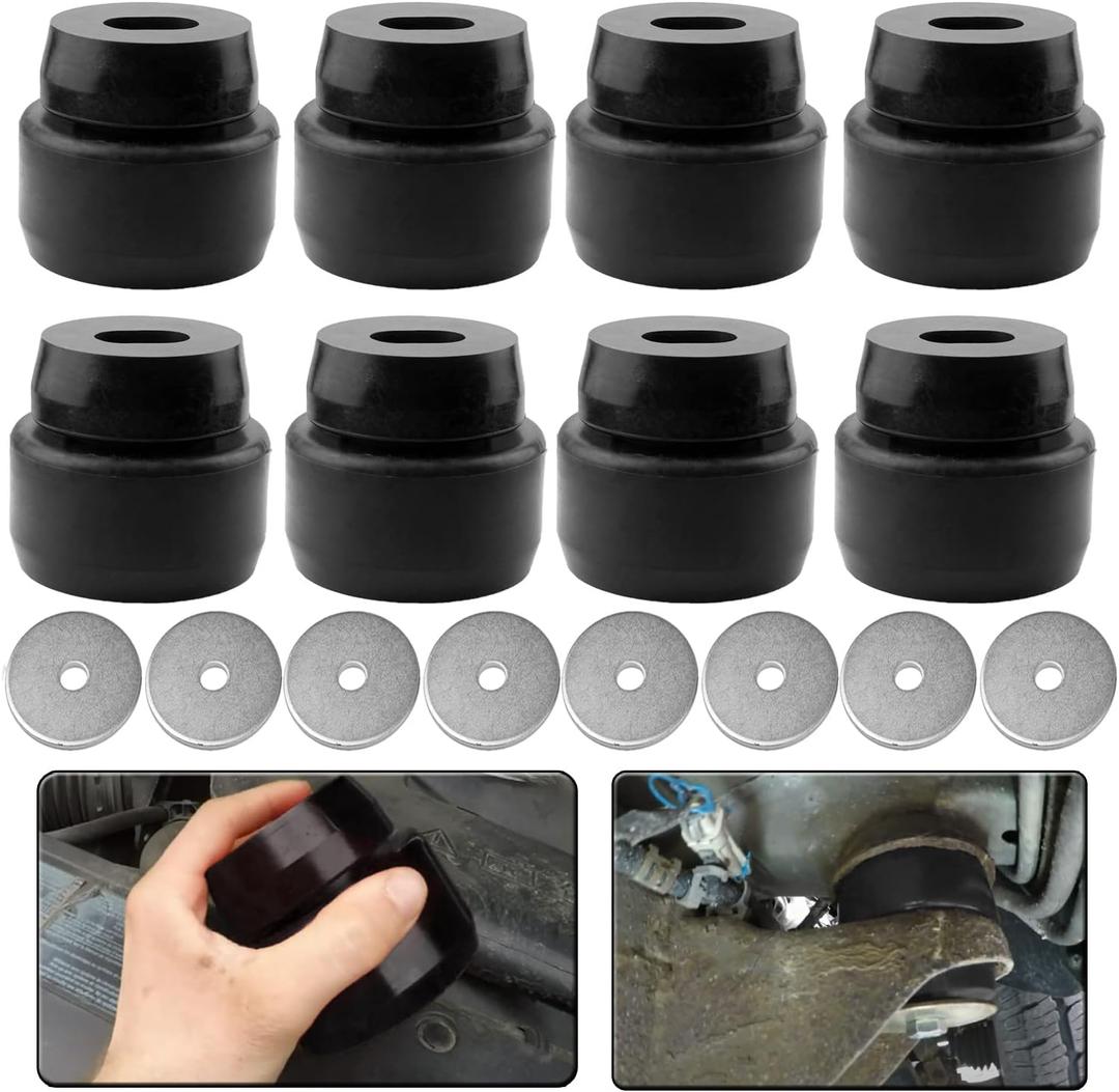 7-141 Body Mount Bushing Kit Fits for 1999-2014 Chevy Silverado & Sierra 1500/2500 2WD/4WD Polyurethane Body Cab Mounts Black (24PCS)