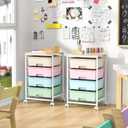 Utility Cart with 4 Drawers,Rolling Storage Cart with Drawers,Storage Rolling Drawer Cart,Rainbow