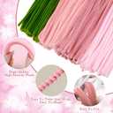 400 Pcs Pink Pipe Cleaners Kit, 4 Colors Chenille Stems DIY Bouquet | 12" Assorted Fuzzy Stalks with Floral Wire Stems, Tape & Ribbon. Perfect for Family Activities, School Arts & Flower Crafts