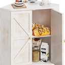 Trironsun Corner Bread Box for Kitchen Counter Double Layer Bamboo Bread Storage Container Large Capacity Bread Storage Bin Farmhouse Breadbox Organizer (Antique White)