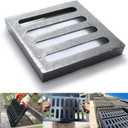 Cast Iron Drain Grate, 9 * 9in Heavy Duty Outdoor Drain Cover, B125 Class Channel Grate, Metal Sewer Grate, Black Square Drainage Grate for Concrete Floor, Yard, Driveway & Garage.