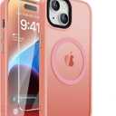DEERLAMN Magnetic Matte Case for iPhone 15 with Screen Protector, [Compatible with MagSafe][Military Grade Drop Protection] Slim Translucent Shockproof Protective Phone Cover, Pink