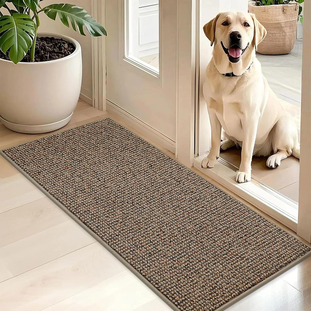 BEQHAUSE Dirt Trapper Door Mat 20" x 48", Non-Slip Washable Doormats Entrance Mat, Dirt Resistant and Absorbent Welcome Mat, Low Profile Floor Mats for Front Back Door and Entryway, Beige