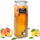 Kook Drink Dispenser, 80 oz, Water Dispenser Countertop, Glass Drink Dispenser, Beverage dispenser, with Leak-Proof Spigot, Clear Rectangular Jar, Storage for Party, Fridge, for Water, Iced Tea