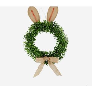 Easter Bunny Wreath Artificial Flower Front Door Wreath with Bowknot Garland for Cafe Farmhouse Decor
