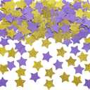 Gold and Purple Star Confetti Table Decoration for Graduation Birthday Retirement Wedding Pride Theme Party,1.2 inch in Diameter,200 Counts