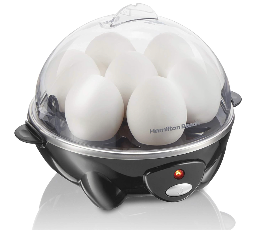 Hamilton Beach 3in1 Electric Egg Cooker for Hard Boiled Eggs, Poacher Eggs, Omelet Maker & Vegetable Steamer, Holds 7, Black (25507)