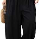 OYOANGLE Women's Plus Size Harem Pants Boho Lounge Pants Loose Fit Barrel Leg Palazzo Trousers, 3XL