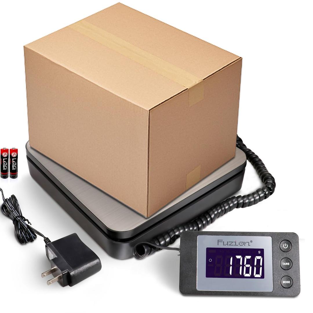 Fuzion Digital Shipping Scale 88lb  0.1oz, Durable Stainless Steel Postal Scale with Tare, 4 Weighing Modes, Shipping Scale for Packages, Postage Package Scale with AC Adapter