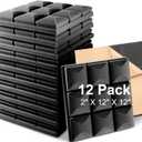 Fstop Labs Acoustic Foam Panels, 12 Pack Black 2'' X 12" X 12" Self-adhesive Mushroom Studio Wedge Tiles, Sound Panels Sound Proof Foam Panels Sound Proofing Padding For Wall