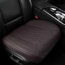Front Car Seat Bottom Covers Brown, Universal Leather Front Seat Covers Bottom Protector 2 Pack, Anti-Slip and Full Wrapping Edge Compatible with Most of Vehicles - SUVs/Sedans/Pickup Trucks (StyleB-Lozenge)
