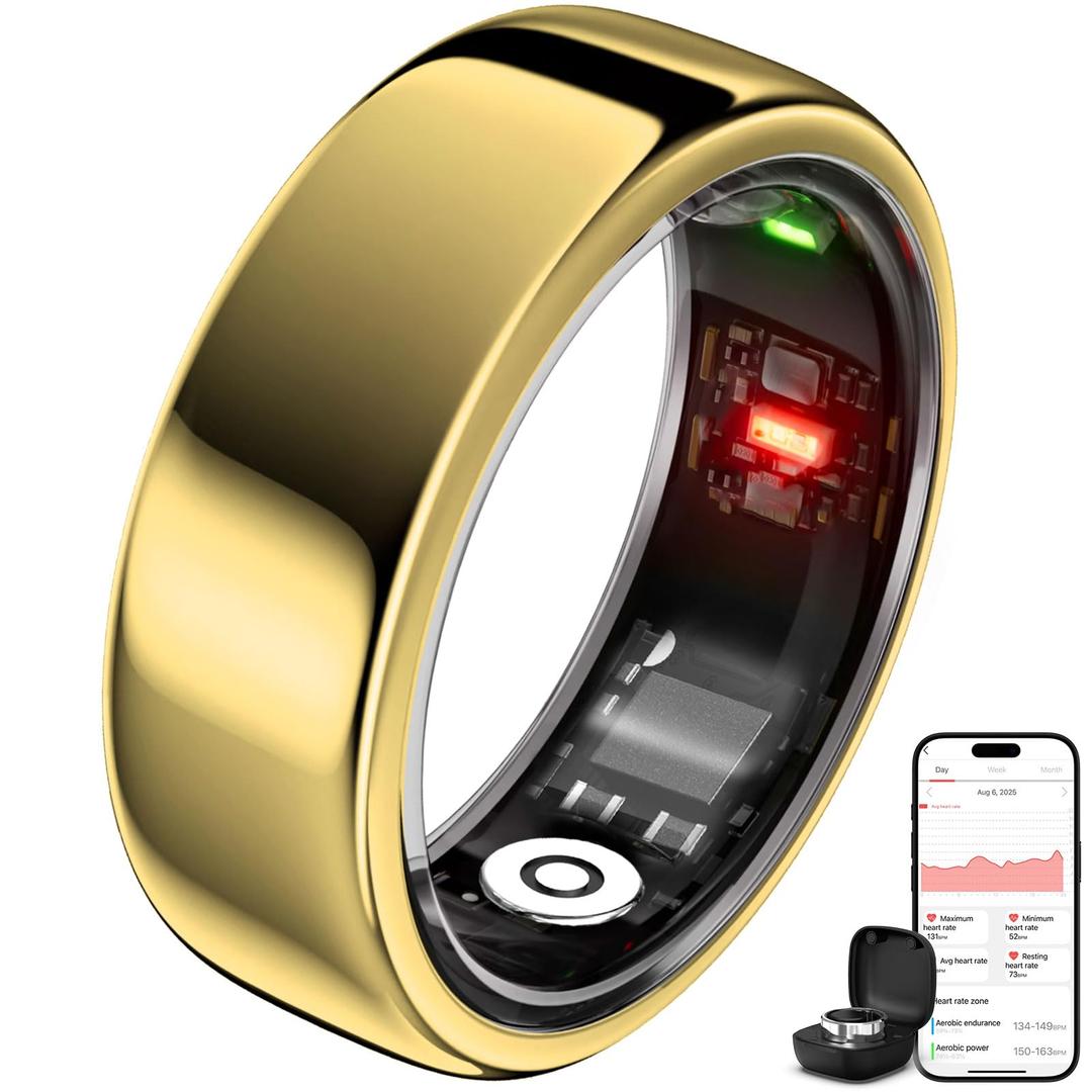 Smart Ring Health Tracker for Heart Rate & Sleep Monitoring
 Size 7