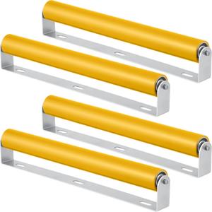 Therwen Pack of 4 Boat Trailer Roller with Bracket Set Conveyor Rollers 1.5" Diameter Kayak Roller Metal Roller with Bracket for Transporting Raft Industrial Use (Yellow, 16" Long)