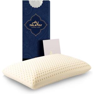 Talalay 100% Natural Premium Latex Pillow, Helps Relieve Pressure, No Memory Foam Chemicals, Perfect Package Best Gift with Removable Tencel Cover (Queen (Pack of 1), Firm)
