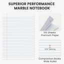 Marble Composition Notebook, 5-Pack Bulk Composition Notebooks Wide Ruled, 100 Sheets (200 Pages) 7-1/2" x 9-3/4" Marble Notebooks Wide Ruled, Classroom Must Haves-School Supplies College.