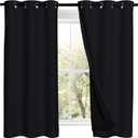 NICETOWN Black Out Curtains 54 inches Length Set of 2, 2 Thick Layers Completely Blackout Window Treatment Thermal Insulated Lined Drapes for Basement Window (42 inches Width Each Panel)