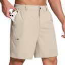 Mens Stretch Golf Shorts with 6 Pockets Dry Fit 7 Inch Inseam Lightweight Dress for Hiking Work Casual (X-Large Short, Khaki)