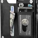 ONETOP for iPhone SE(2022)/SE(2020)/8/7 Wallet Case with Card Holder, Premium PU Leather Kickstand Card Slots, Double Magnetic Clasp and Durable Shockproof Cover 4.7 Inch(Black)