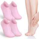 Didiseaon Moisturizing Foot Cover - 2 Pairs Silicone Spa Socks for Foot Care Soft Gel Feet Treatment for Dry Cracked Feet Reusable and Washable for Home and Travel