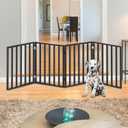 Pet Gate - 4-Panel Indoor Foldable Dog Fence for Stairs, Hallways, or Doorways - 72x24-Inch Wood Freestanding Dog Gates by PETMAKER (Black)