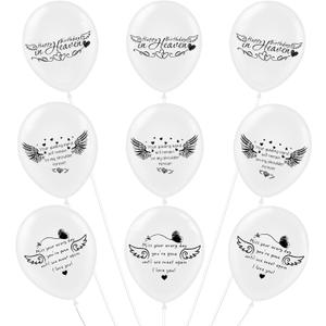 30pcs Happy Birthday in Heaven Balloons Decorations,Helium Balloons 12"for Condolence Funeral Anniversaries,and Memorial Services(White)