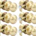 Goldenwarm Gold Interior Door Knobs, Bedroom Door Knob, Door Knobs Interior Bulk, Brushed Gold Privacy Door Knob for Bedroom or Bathroom(6 Pack)