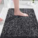 Yimobra Bathroom Rugs Non Slip Washable Ultra Soft Absorbent Microfiber Bath Mat, Dual-Tone Decor Rug with Rubber Backing for Bathroom Floor, Tub and Shower,24x17,Home Essentials,Black and White