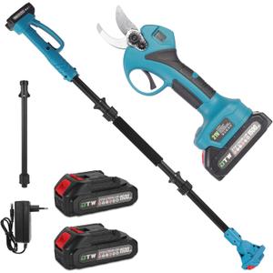 cjc 21V 400W Electric Pole Pruning Shear, 2-in-1 High Branch Cordless Pruning Shears with LCD Display- 12ft Reach, SK5 Steel Blade, 3000AMH Rechargeable Battery,Perfect for Tree, Flower