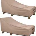 ULTCOVER Waterproof Patio Lounge Chair Cover Heavy Duty Outdoor Chaise Lounge Covers 2 Pack - 68L x 30W x 30H inch, Brown