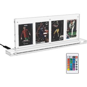 Choowin Acrylic Trading Card Display Frame, 4 Slot Magnetic Card Holder with Led Light Base, Trading Card Stand for Sports Card Display Baseball Card Display Pokemon Card Display Graded Card Display