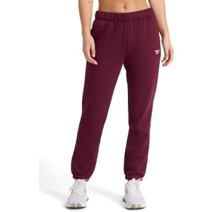 Reebok Women's Cinch-Bottom Sweatpant, Standard Fit, Midweight Cotton-Poly Fabric (Large, Black Cherry - Internal Drawstring)
