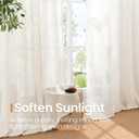 BGment Linen Semi Sheer Curtains 80 Inch Length for Living Room - Light Filtering Window Drapes Rustic Lightweight for Bedroom Country, 2 Panels Set, 52 X 80 Inch