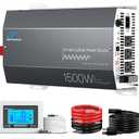 1500W Sump Pump Battery Backup System, Pure Sine Wave Power Inverter with Charger, Backup System for Power Outage, LCD Screen Remote Controller, Automatic Switching for Grid and Battery 