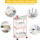 Volnamal Diaper Caddy - Plastic Diaper Organizer for Nursery Essentials, Baby Organizers and Storage, Movable Cart for Changing Table & Crib, Baby Registry Search, Pink
