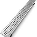 WEBANG 24 Inch Linear Shower Drain Rectangular Floor Drain with Accessories Square Hole Pattern Cover Grate Removable SUS304 Stainless Steel CUPC Certified Brushed