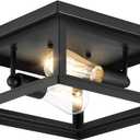 Drosbey 2-Light Flush Mount Ceiling Light Fixture, Farmhouse Light Fixtures, Industrial Vintage Ceiling Light for Kitchen, Bedroom, Hallway, Laundry