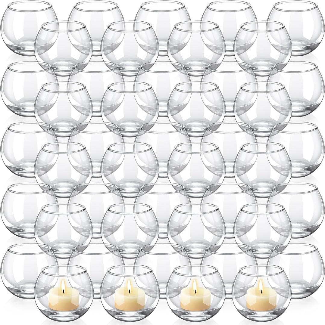 48 Pcs Clear Glass Votive Candle Holders Bulk Tealight Candle Holders Wedding Table Centerpiece Decor Vase for Wedding Bridal Shower Party Decoration