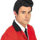 fun shack 50's Men's Black Wig with Sideburns, 1950s Costume Wig for Men, Retro Black Wig for Boys, One Size