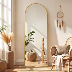 Simple Deluxe Arched Mirror Full Length, 59"x16", Body Wall Mirror with Shatter-Proof Glass, Gold Aluminum Frame, Floor-Standing, Wall-Mounted, Leaning (59"L x 16"W, Gold-arched)
