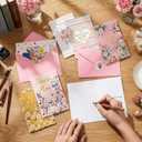 Yeaqee 100 Pack Mothers Day Cards Bulk Thanks Gift for Mom Greeting Cards with Envelopes and Stickers Flower Style for Mom Stepmother Mother Florist Birthday Gift Supplies