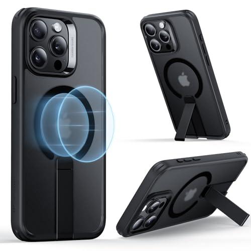 ESR for iPhone 15 Pro Case with Kickstand, Military-Grade Shockproof Protection, Magnetic Fully Adjustable Flickstand Phone Case, Compatible with MagSafe Accessories, Boost Series, Frosted Black