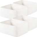 OIAHOMY 4 Pack 14.17*11.02*6.3IN Storage Baskets for Organizing Shelves, Woven Rope Baskets for Organizing Books, Clothes, Decorative Basket for Living Room, Nursery, Bedroom, Gift Basket, White