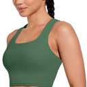 XUNYU High Support Sports Bra for Women Workout Tops Built in Bra Athletic Tank Top High Impact Padded Longline Yoga Bra (XL)