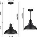 LOEHINLE 2PCS Pendant Lighting, Vintage Industrial Fixtures, Black Metal Chandelier Lights, Ceiling Lamp for Kitchen Home Island Dining Room Bedroom, 11.4 inches, 2 Pack Pendant