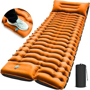 Yuzonc Camping Sleeping Pad, Ultralight Camping Mat with Pillow Built-in Foot Pump Inflatable Sleeping Pads Compact for Camping Backpacking Hiking Traveling Tent 