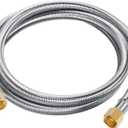6 Feet Propane Hose Extension, Braided 3/8" Propane Extension Gas Line, 6ft Flexible LP Gas Line, Female to Female Flare on Both Ends, Brass Connector for Gas Grill, RV Application, Heater, Burner