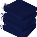 Basic Beyond Outdoor Chair Cushions for Patio Furniture, Waterproof Outdoor Seat Cushions Set of 4 19 x 19, Patio Chair Cushions Set of 4 with Ties and Handle, Navy Blue